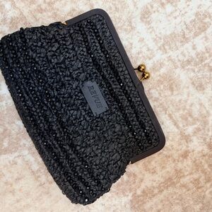 Black Textured Clutch Bag